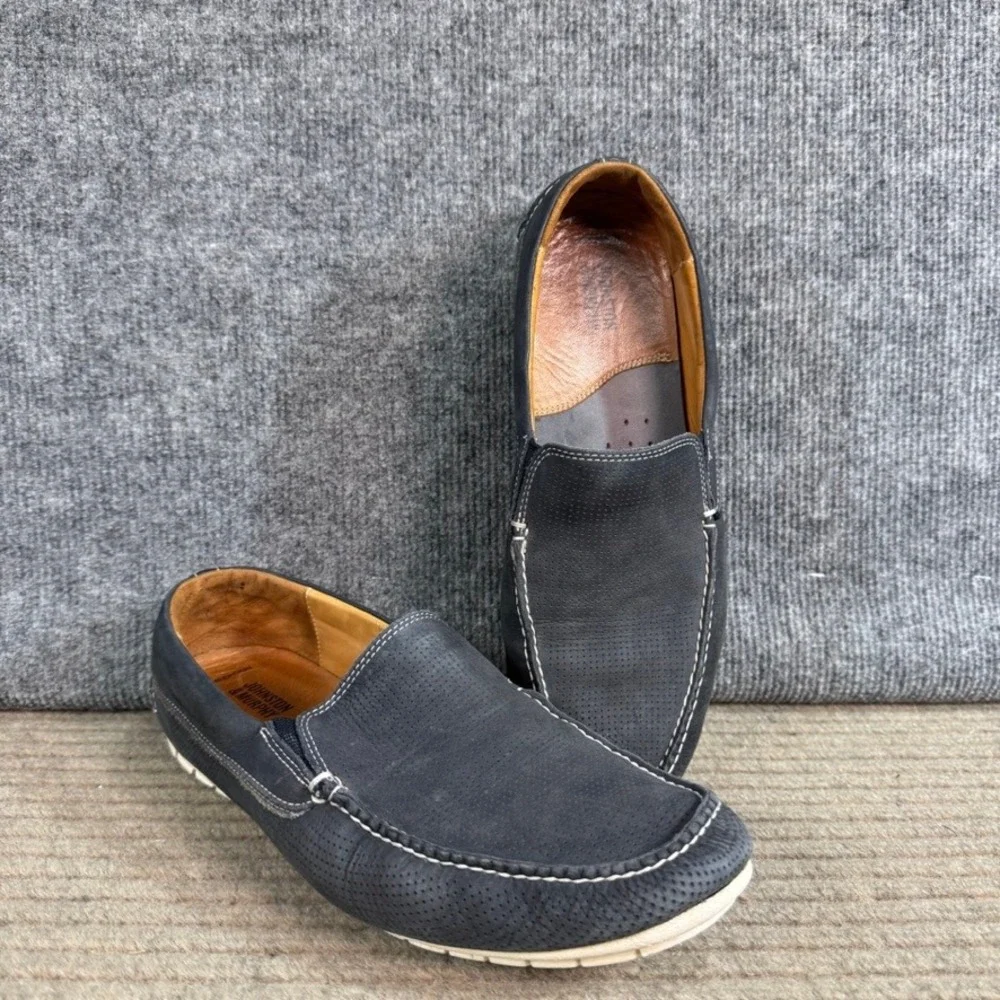 Johnston & Murphy Mens Navy Perforated Leather Slip On Loafers Size 10.5 M 24-7